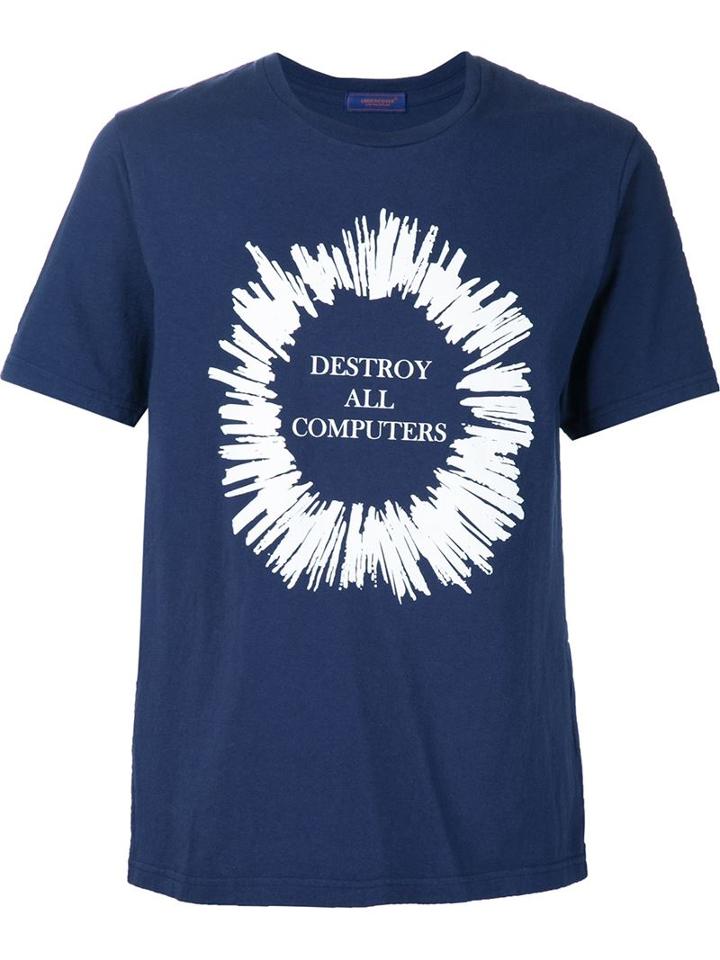 Undercover Front Print T-shirt, Men's, Size: 2, Blue, Cotton