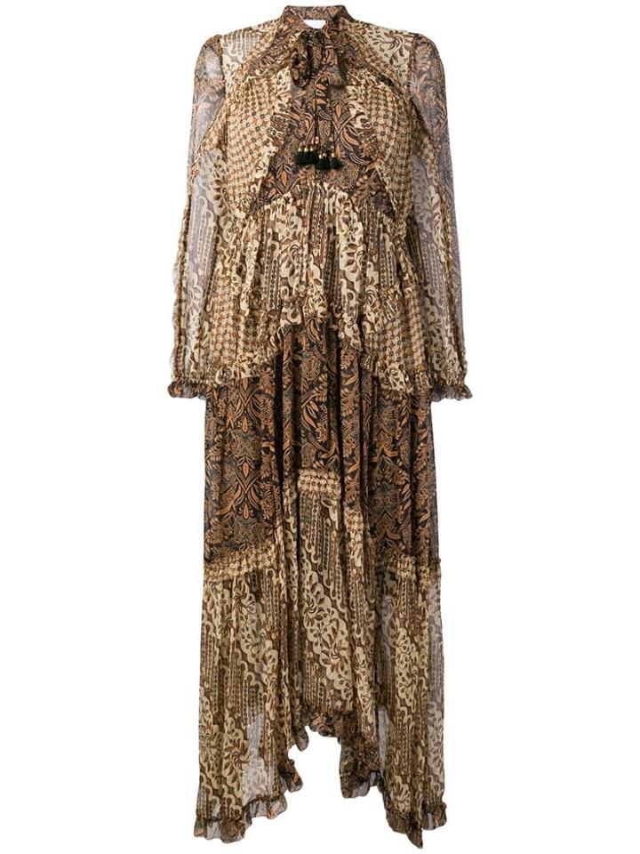 Zimmermann Frilled Loose Dress - Brown