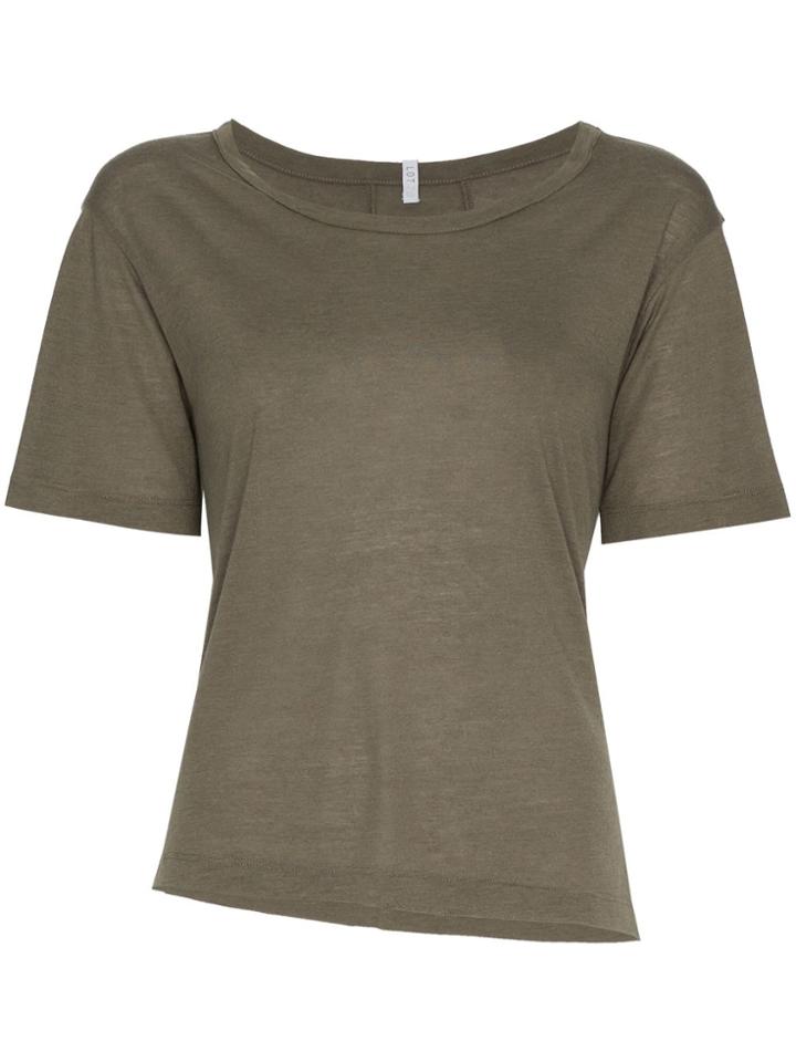 Lot78 Short Sleeve Asymmetric Cashmere Blend Top - Green