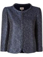 Armani Collezioni Glitter Jacket, Women's, Size: 46, Blue, Polyester/viscose/other Fibers