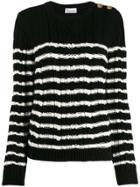 Red Valentino Cable Knit Striped Sweater - Black