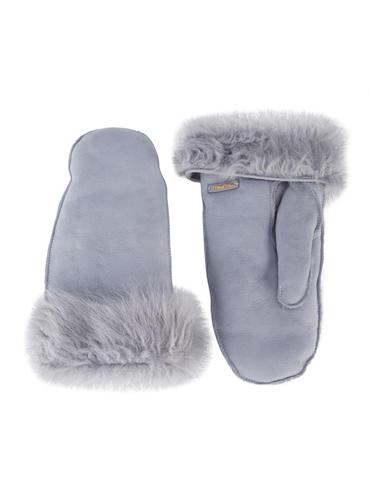 Miu Miu Shearling Lined Mittens - Blue