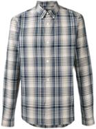 A.p.c. Button Down Check Shirt, Men's, Size: Medium, Blue, Cotton