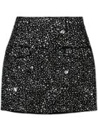 Balmain Crystal Embellished Mini Skirt - Black