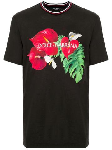 Dolce & Gabbana Anthurium Print T-shirt - Black