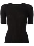 T By Alexander Wang Ribbed T-shirt, Women's, Size: Medium, Black, Cotton/metal
