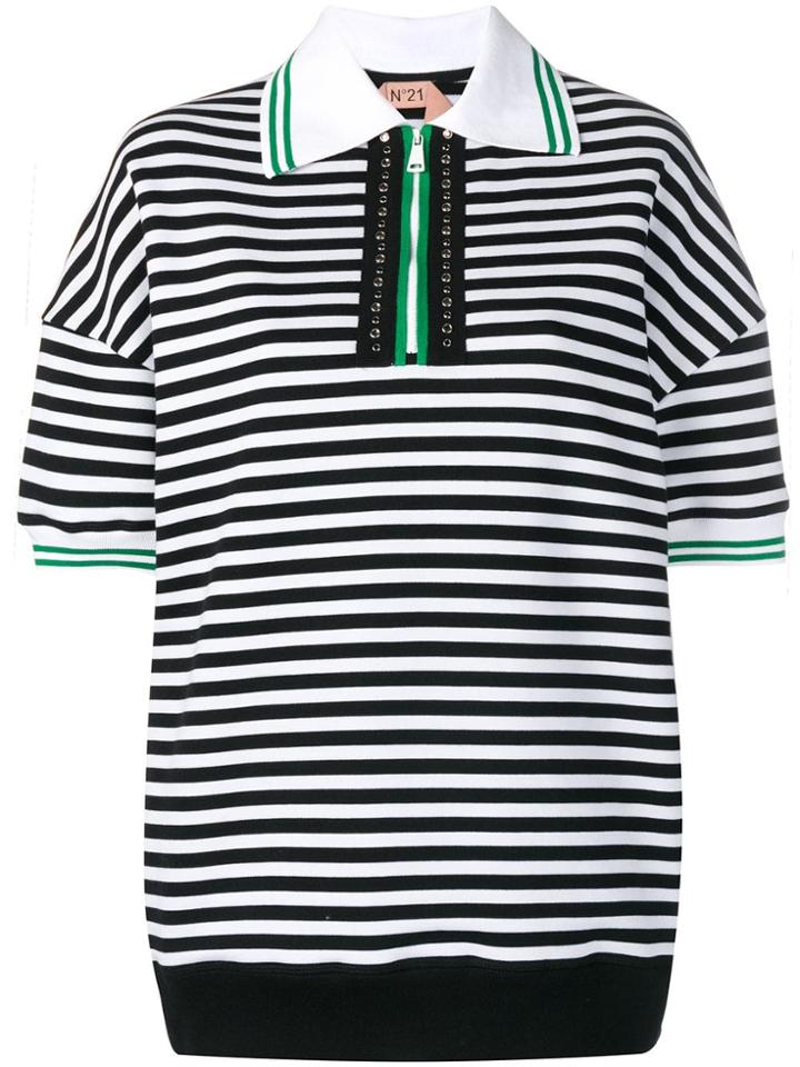 No21 Striped Polo Shirt - Black