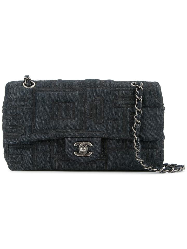 Chanel Pre-owned 2016-2017 Quilted Denim Shoulder Bag - Blue