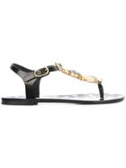 Dolce & Gabbana Shell Embellished Flat Sandals - Black