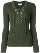 Michael Michael Kors Lace-up Ribbed Sweater - Green
