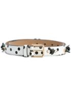 Dolce & Gabbana Embellished Polka Dot Belt, Women's, Size: 85, White, Calf Leather/glass/metal (other)