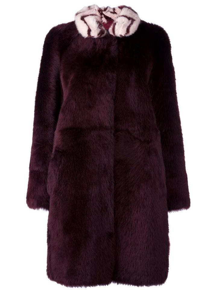 Giambattista Valli Mink Fur Collar Shearling Coat