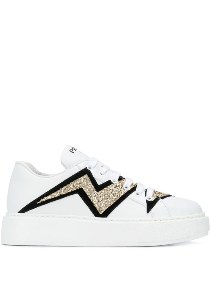 Prada Lightning Bolt Low-top Sneakers - White