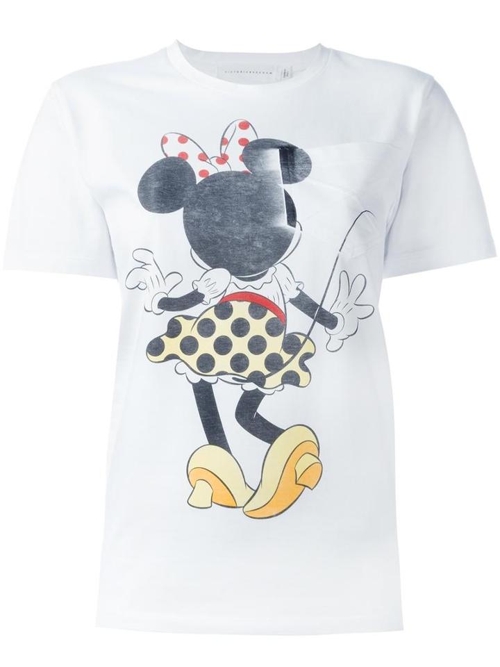 Victoria Beckham 'minnie' Motif T-shirt, Women's, Size: 2, White, Cotton