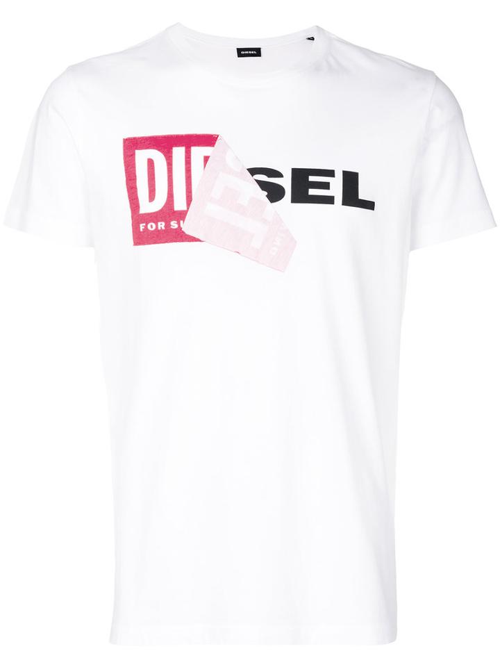 Diesel - Layered Logo Print T-shirt - Men - Cotton - Xl, White, Cotton