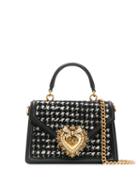 Dolce & Gabbana Sacred Heart Tweed Handbag - Black