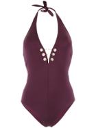 Moeva Eyelet And Chain Detail Swimsuit - Pink & Purple