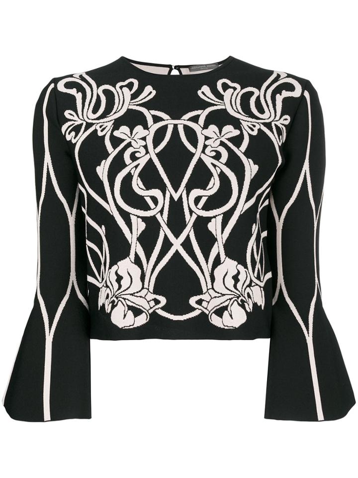 Alexander Mcqueen Baroque Floral Knit Top - Black