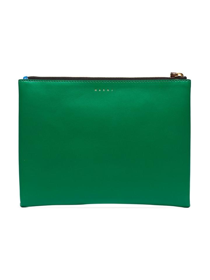 Marni Blue And Green Bicolour Leather Puch