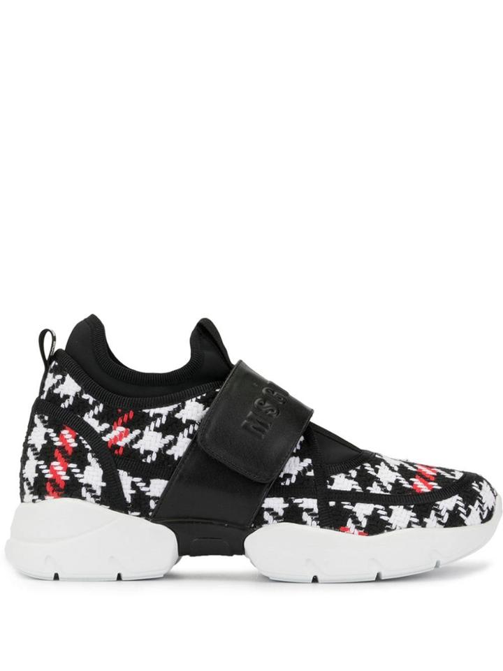 Msgm Woven Houndstooth Sneakers - Black