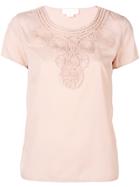 Genny Embroidered Detail T-shirt - Nude & Neutrals