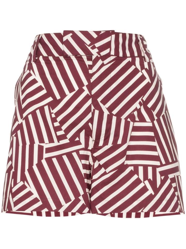Plan C Geometric Print Shorts - Red