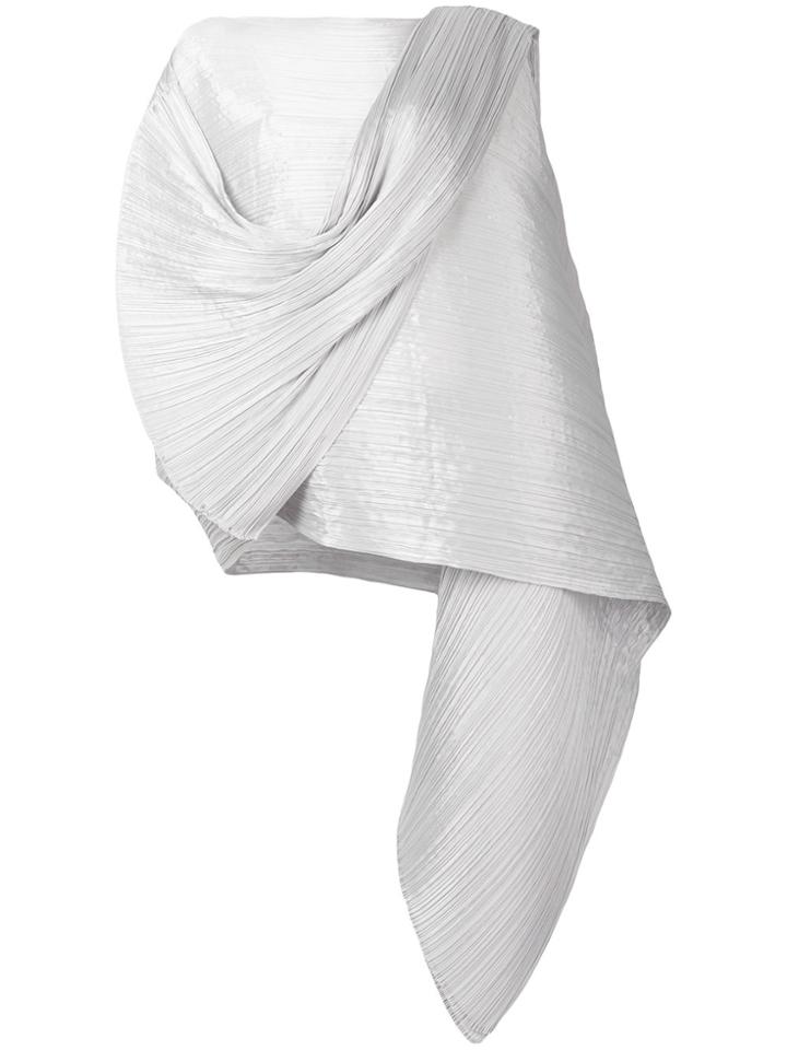 Pleats Please By Issey Miyake Pleated Effect Draped Blouse - Grey