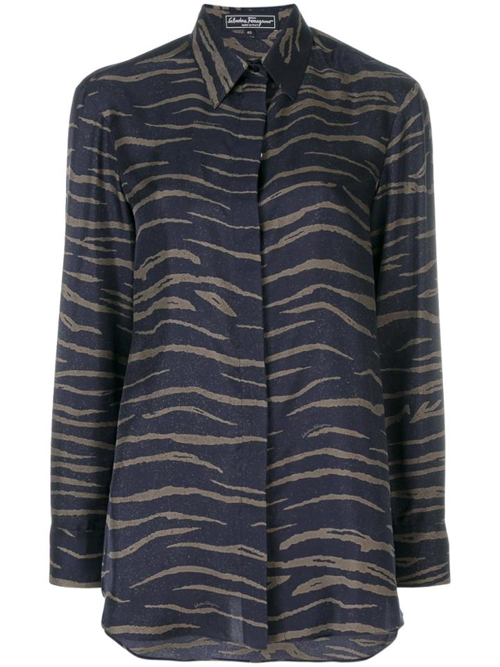 Salvatore Ferragamo Animal Print Shirt - Blue