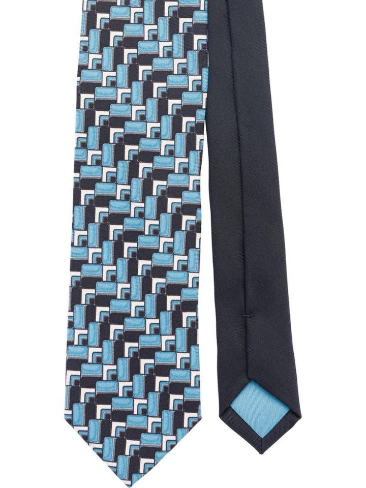 Prada Argyle Motif Tie - Blue