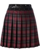Giamba Pleated Plaid Skirt, Women's, Size: 44, Red, Polyester/polyurethane/virgin Wool