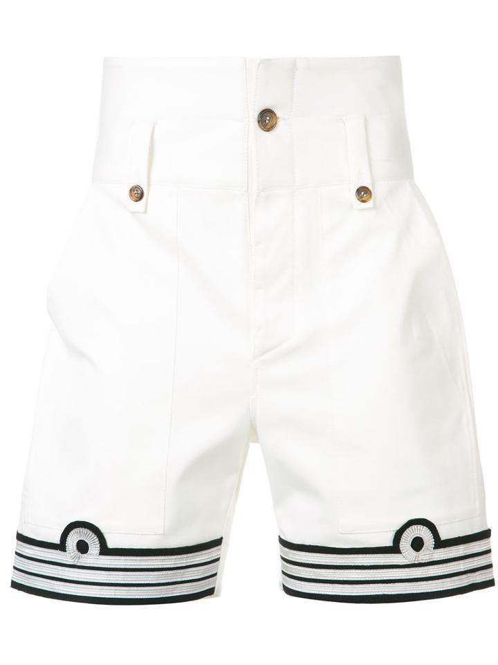 Ports 1961 Military Patch Shorts, Men's, Size: 50, White, Cotton/spandex/elastane