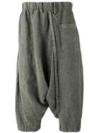 Issey Miyake Men - Drop Crotch Cropped Trousers - Men - Linen/flax - 3, Green, Linen/flax