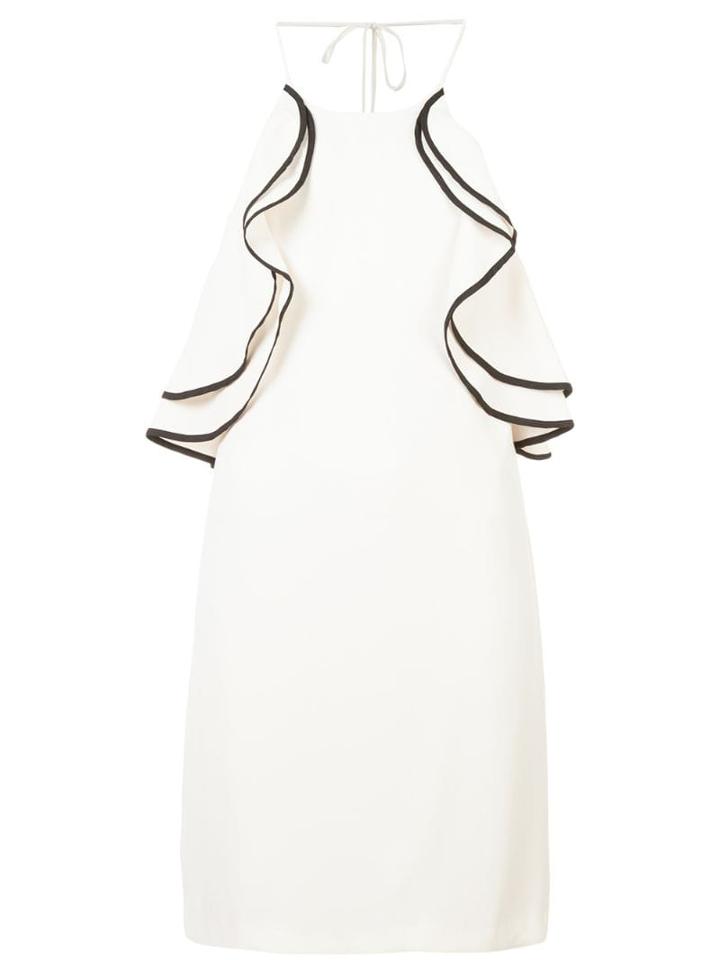 Halston Heritage Frilled Fitted Dress - Neutrals