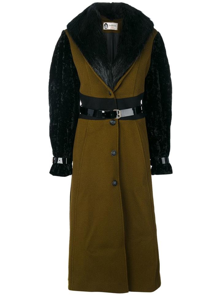 Lanvin Racoon Fur Trim Coat - Green