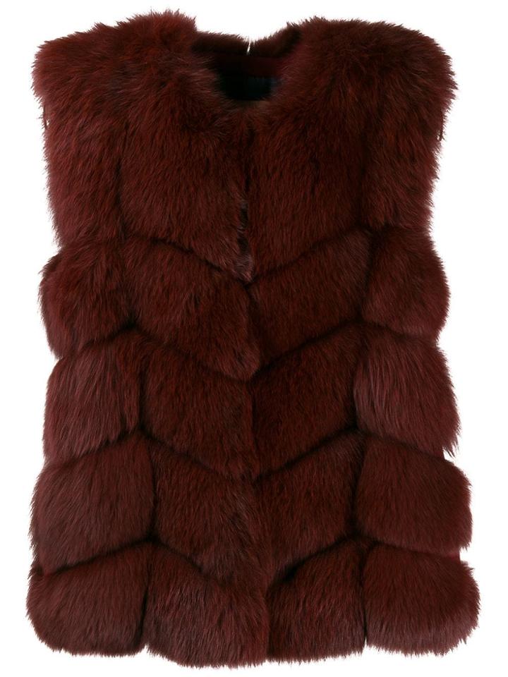 Yves Salomon Short Fur Vest - Red
