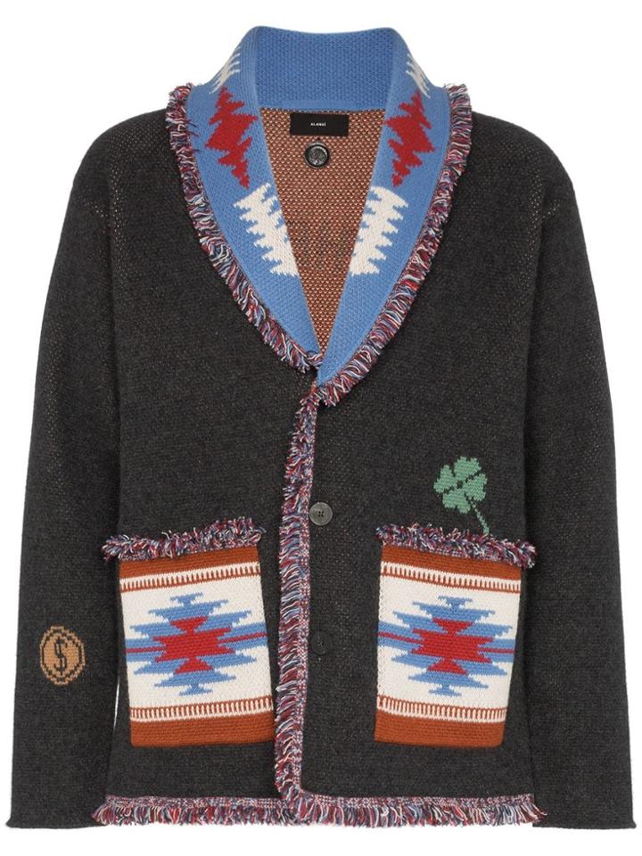 Alanui Skeleton Embroidered Cashmere Cardigan - Grey