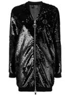Philipp Plein Sequinned Long-line Jacket - Black