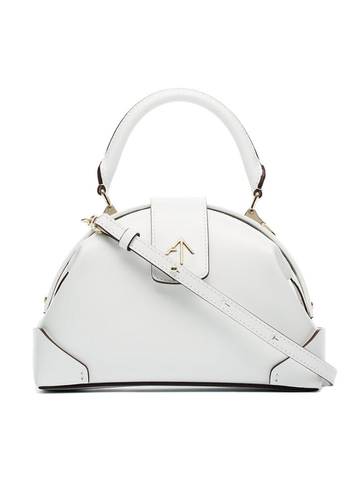 Manu Atelier White Demi Leather Cross Body Bag