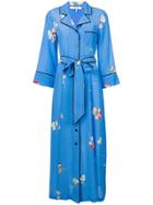 Ganni Floral Print Wrap Dress - Blue