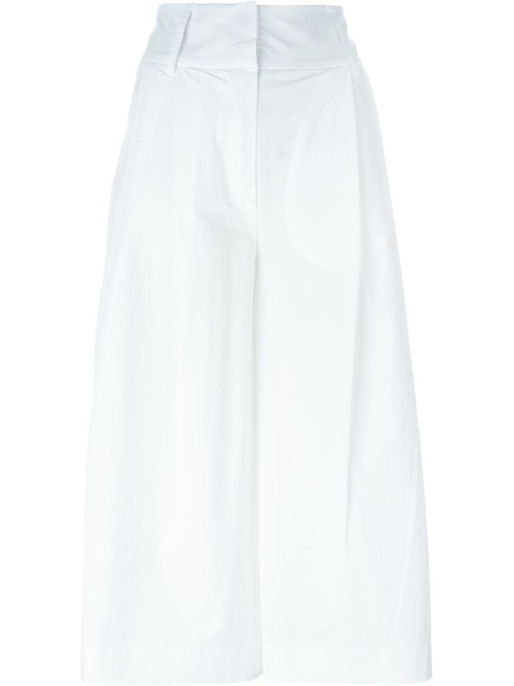 Erika Cavallini Wide Leg Culottes, Women's, Size: 40, White, Cotton/spandex/elastane