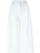Erika Cavallini Wide Leg Culottes, Women's, Size: 40, White, Cotton/spandex/elastane