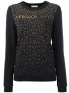 Versace Jeans Studded Detail Sweatshirt, Women's, Size: Medium, Black, Cotton/spandex/elastane