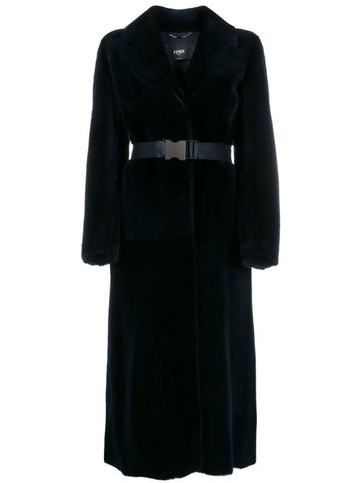 Fendi Wrap-style Belted Coat - Blue