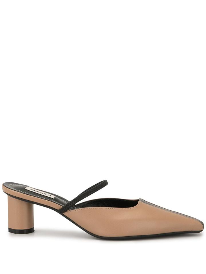 Salondeju Squared Toe Mules - Brown