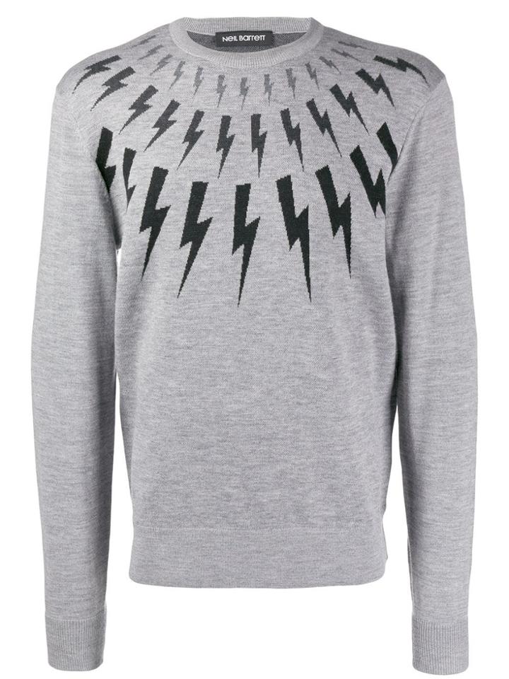 Neil Barrett Lightning Print Sweatshirt - Grey