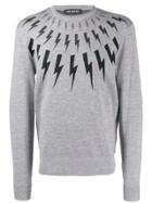 Neil Barrett Lightning Print Sweatshirt - Grey
