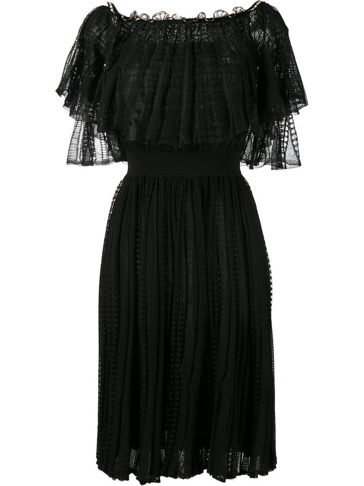 Alexander Mcqueen Off-shoulder Lace Dress, Women's, Size: Medium, Black, Silk/cotton/polyamide/viscose