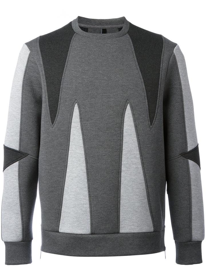 Neil Barrett Geometric Insert Sweatshirt, Men's, Size: Medium, Grey, Cotton/lyocell/viscose/polyurethane