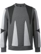 Neil Barrett Geometric Insert Sweatshirt, Men's, Size: Medium, Grey, Cotton/lyocell/viscose/polyurethane