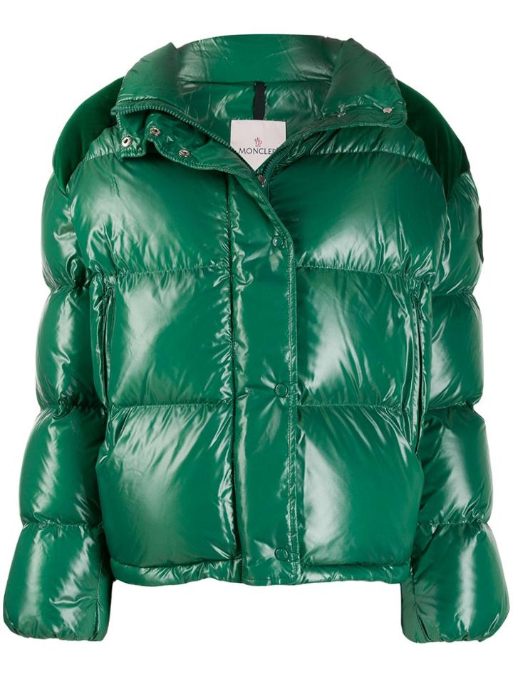 Moncler Chouette Padded Velvet-patch Jacket - Green